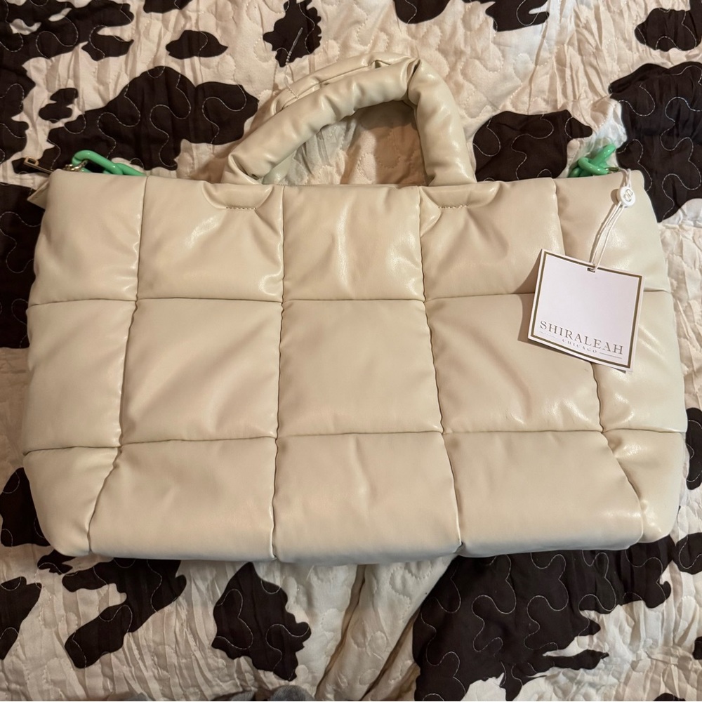 Shiraleah Cream Quilted Satchel Bag new with tags